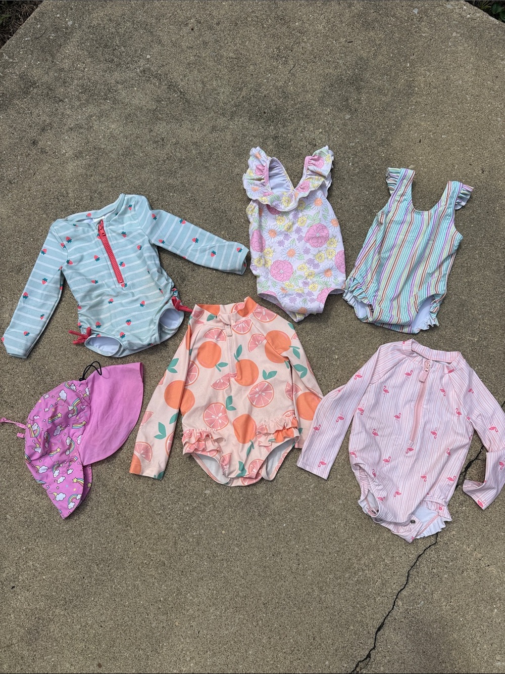 Toddler Girl Bathing Suit and sun hat bundle.